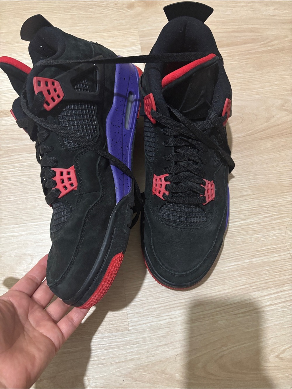 Jordan Men's Black Sneakers with Red and Purple Accents